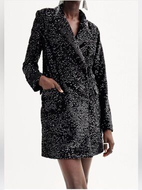 Nine West Black Sequin Blazer Dress